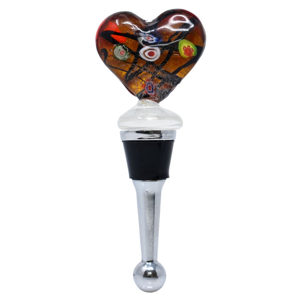 Glass Wine Bottle Stopper Red Heart