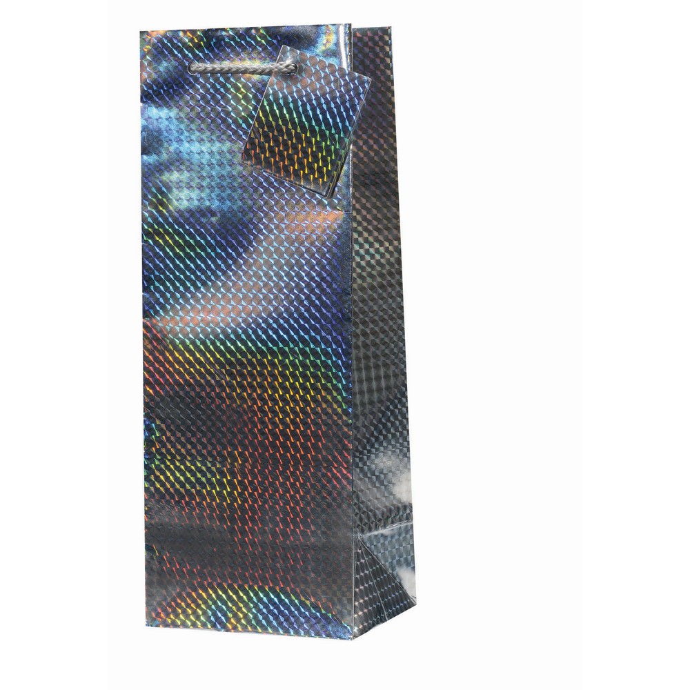 Foil Paper Wine Bottle Bag  - Silver