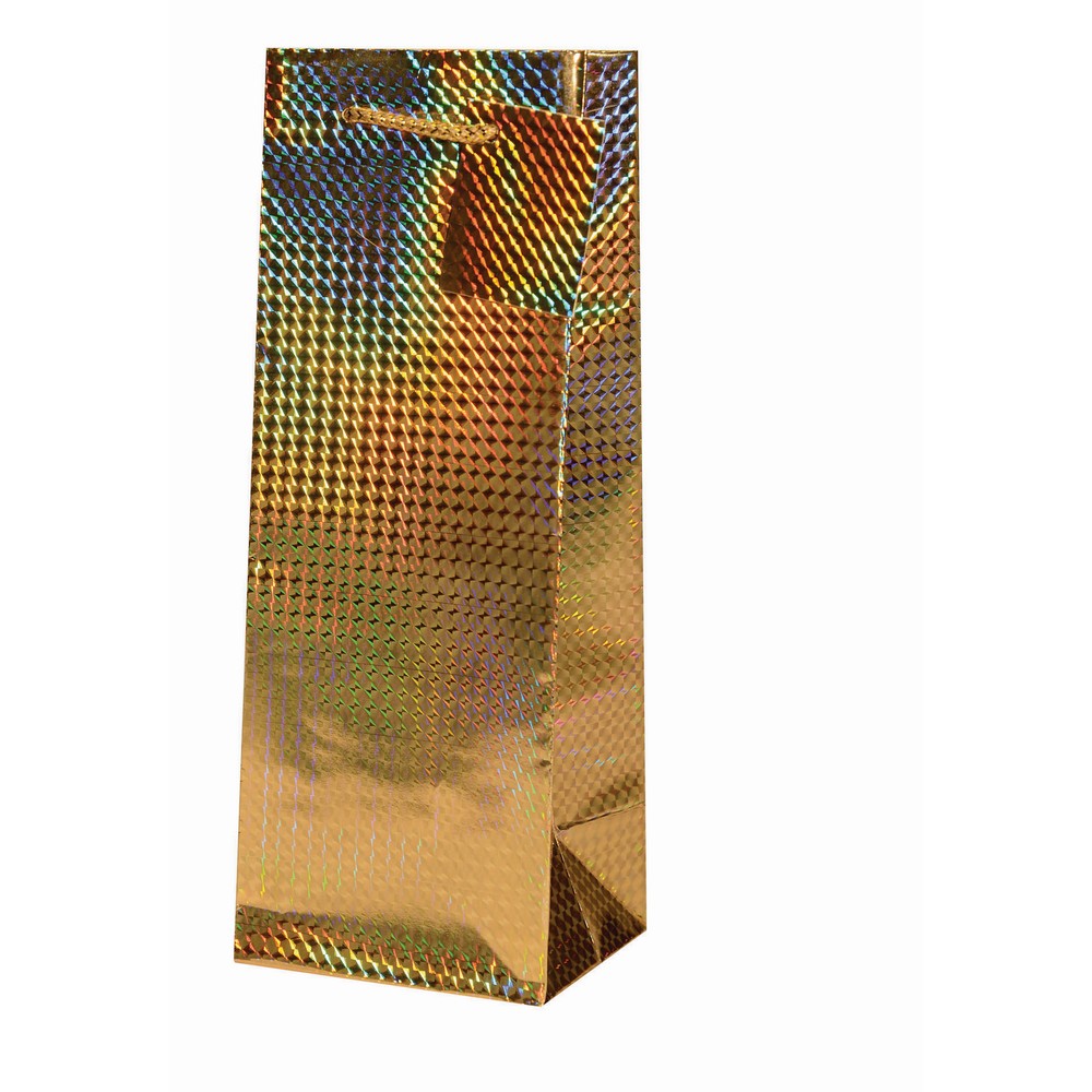 Foil Paper Wine Bottle Bag  - Gold