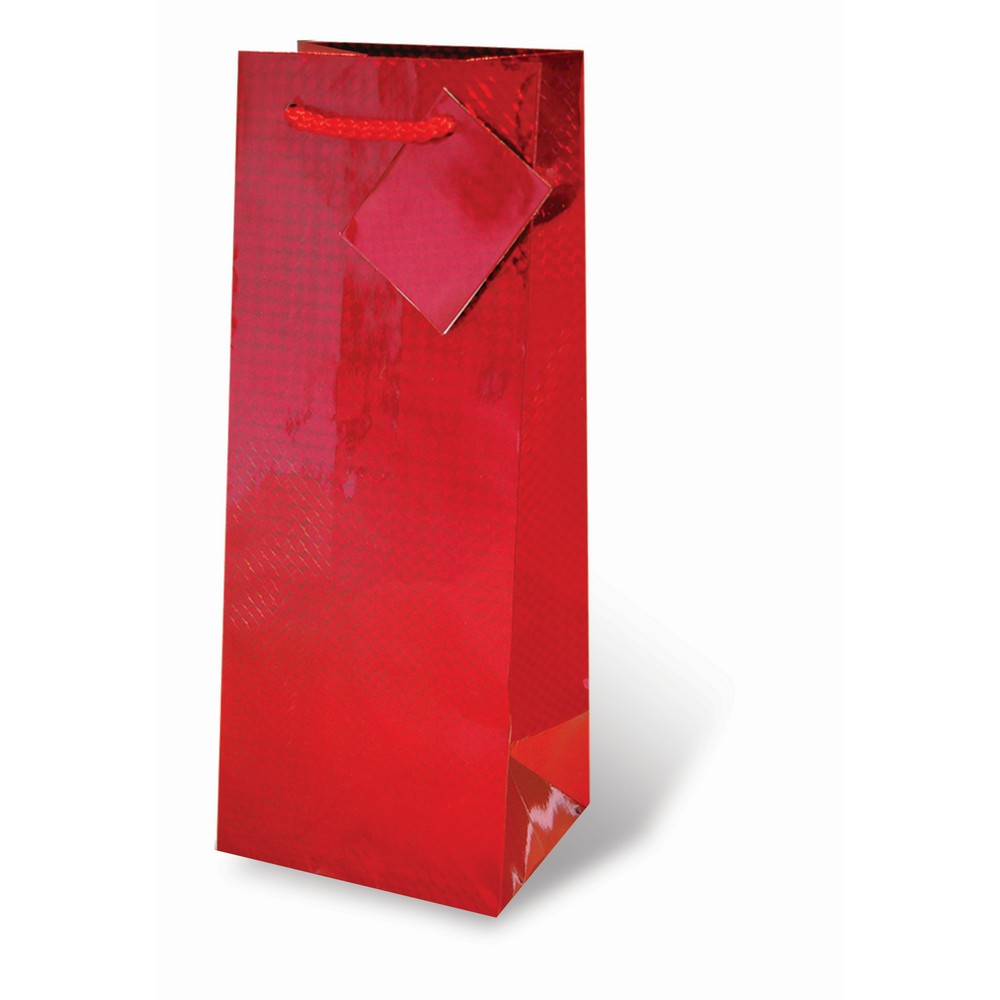Foil Paper Wine Bottle Bag  - Red