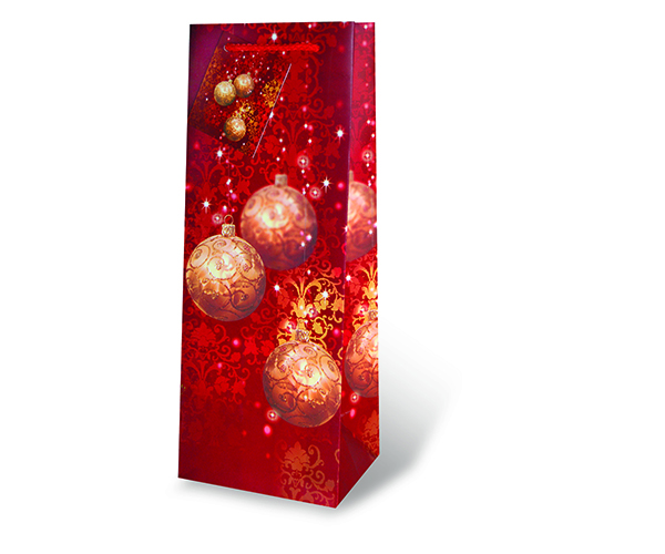 Printed Paper Wine Bottle Bag  - Festive Holidays