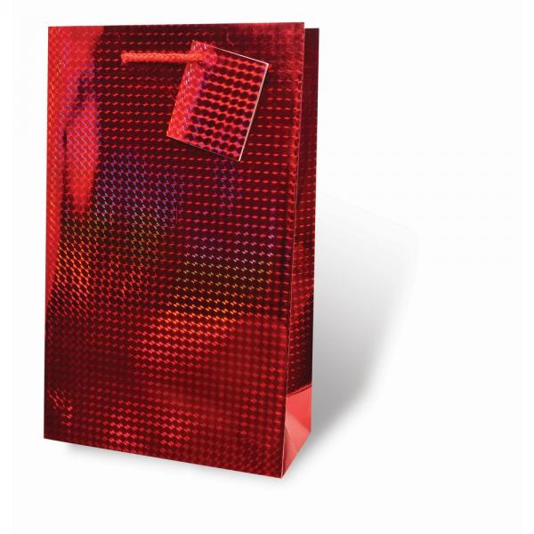 2 Bottle Foil Paper Wine Bottle Bag  - Red