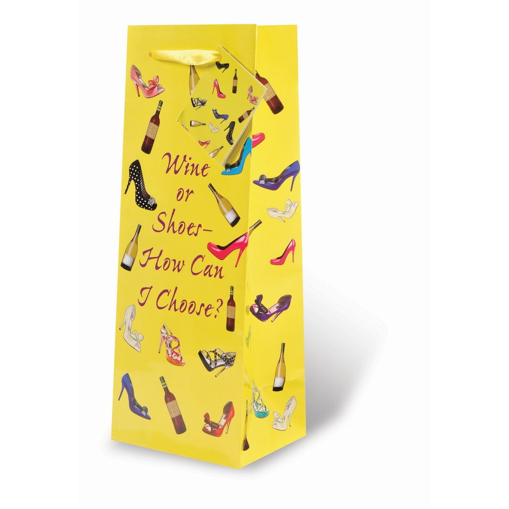 Printed Paper Wine Bottle Bag  - Wine or Shoes