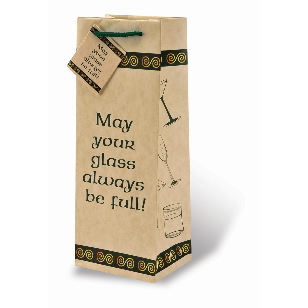 Printed Paper Wine Bottle Bag  - May Your Glas Be Full