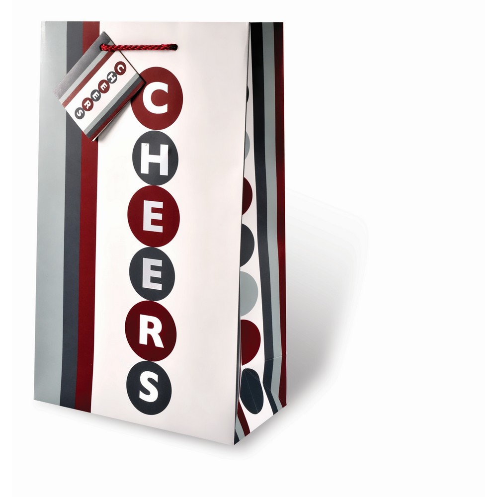 2 Bottle Printed Paper Gift Bag  - Cheers