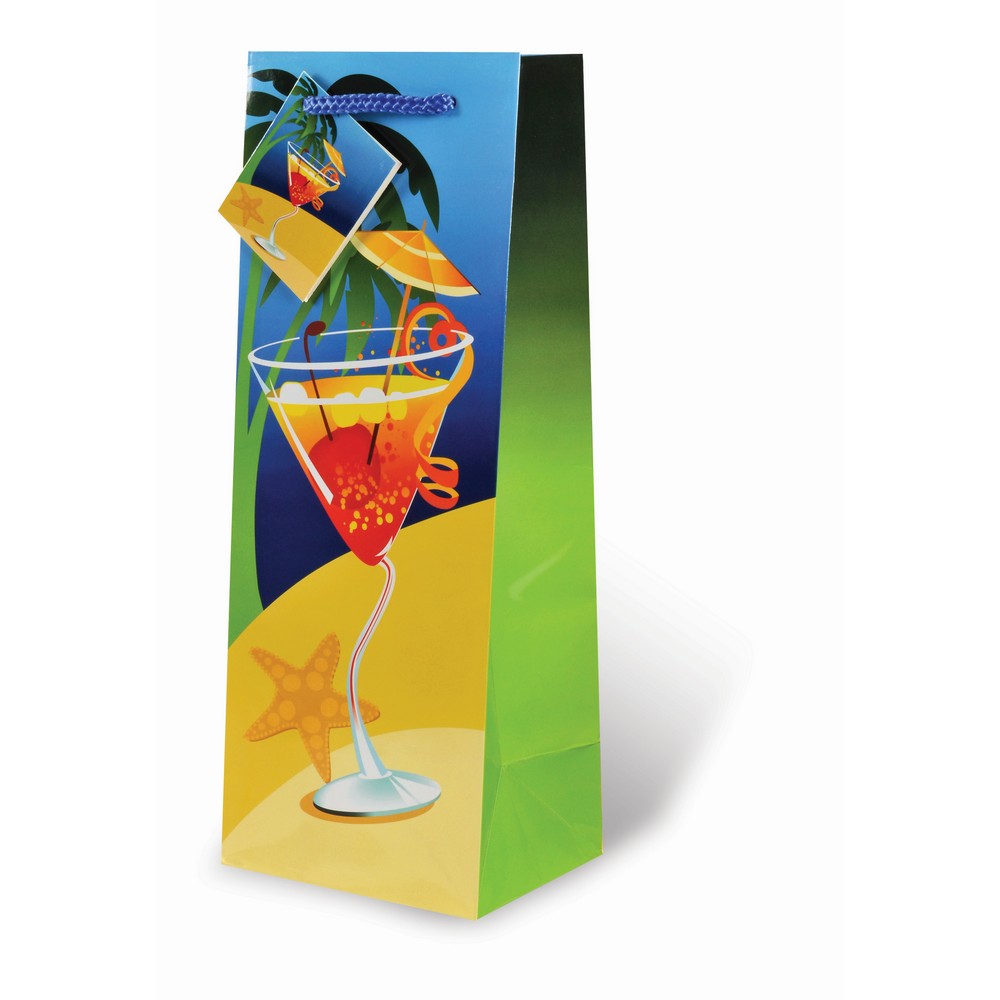 Printed Paper Wine Bottle Bag Life's a Beach