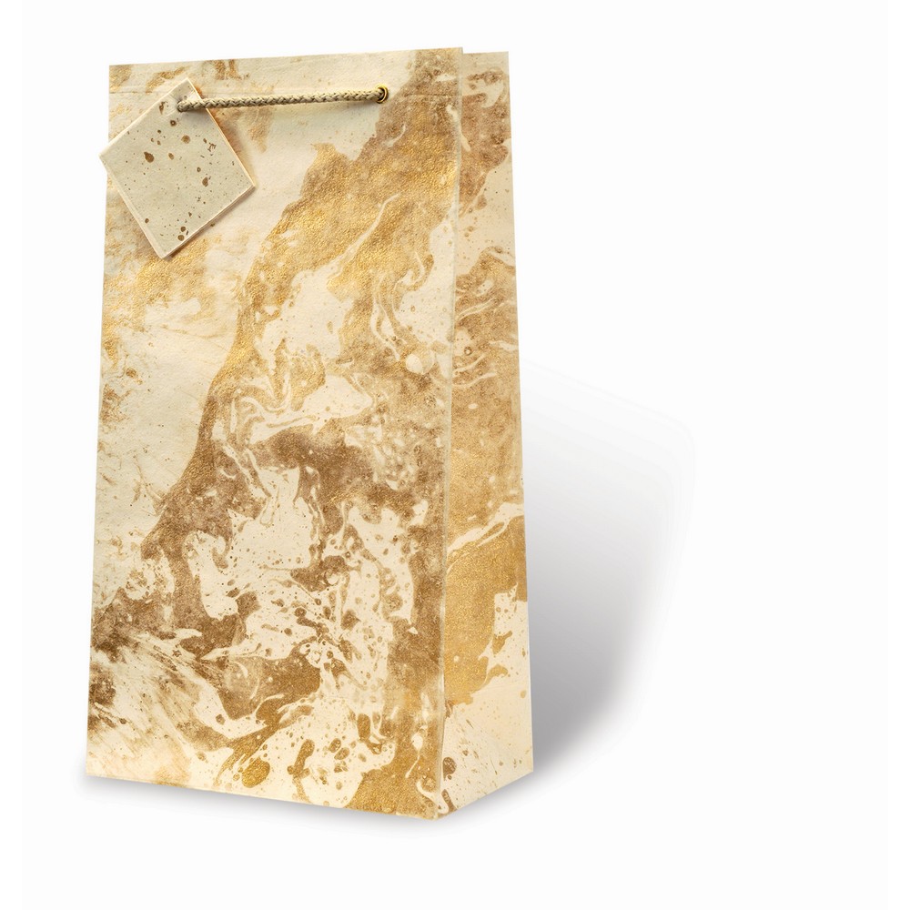 2 Bottle Printed Paper Wine Bottle Bag  - Marble