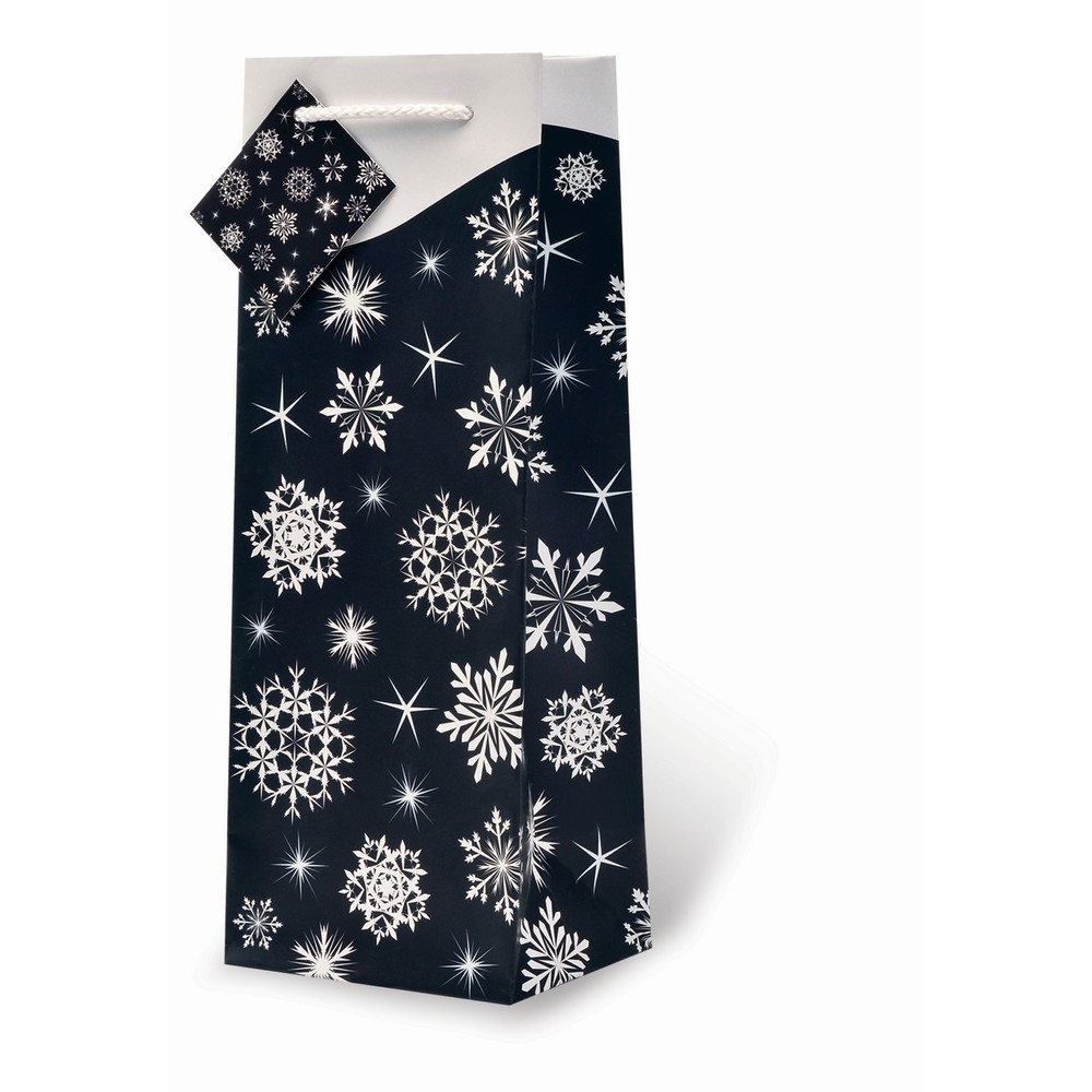 Printed Paper Wine Bottle Bag  It's Snowing!