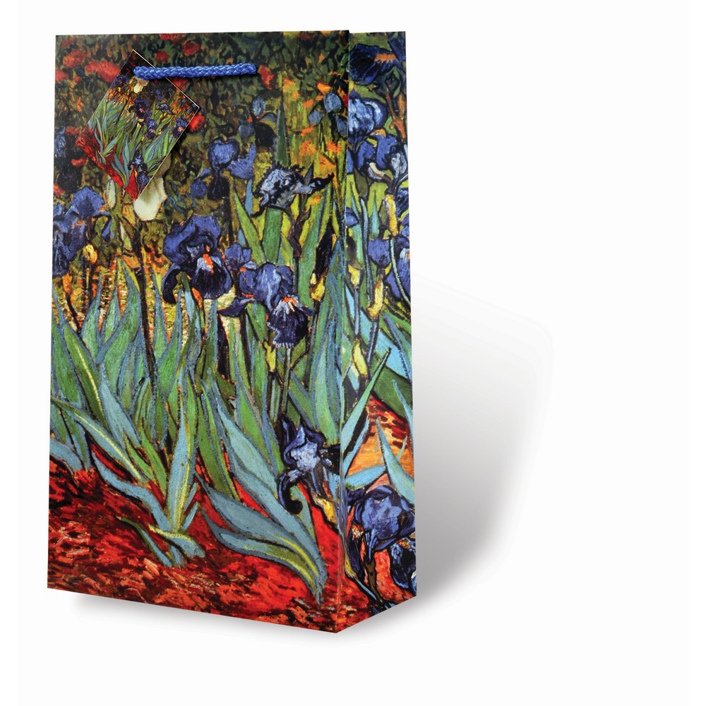 2 Bottle Printed Paper Wine Bottle Bag  - Van Gogh Irises