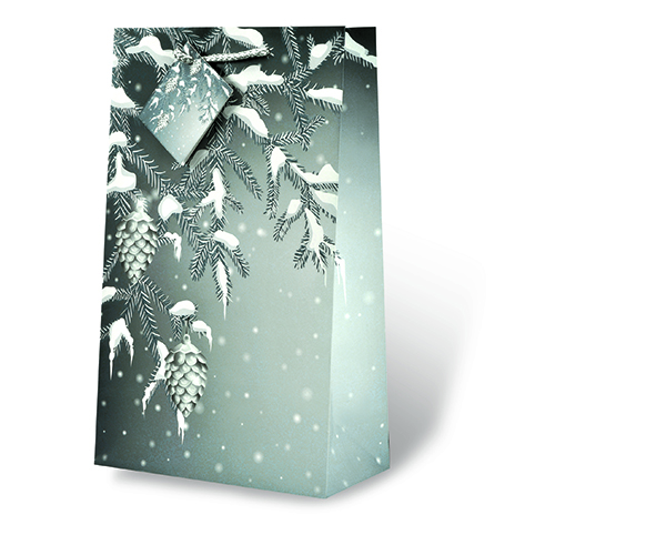 2 Bottle Printed Paper Wine Bottle Bag  - Snow Cones