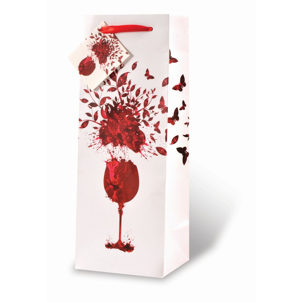 Printed Paper Wine Bottle Bag  - Flight of Fancy