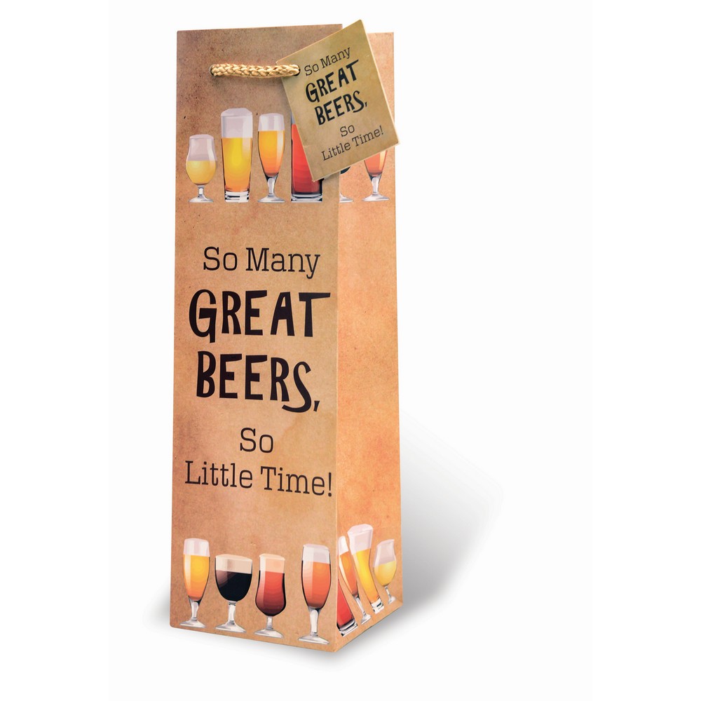 Printed Paper Beer Bottle Bag  - So Many Great Beers
