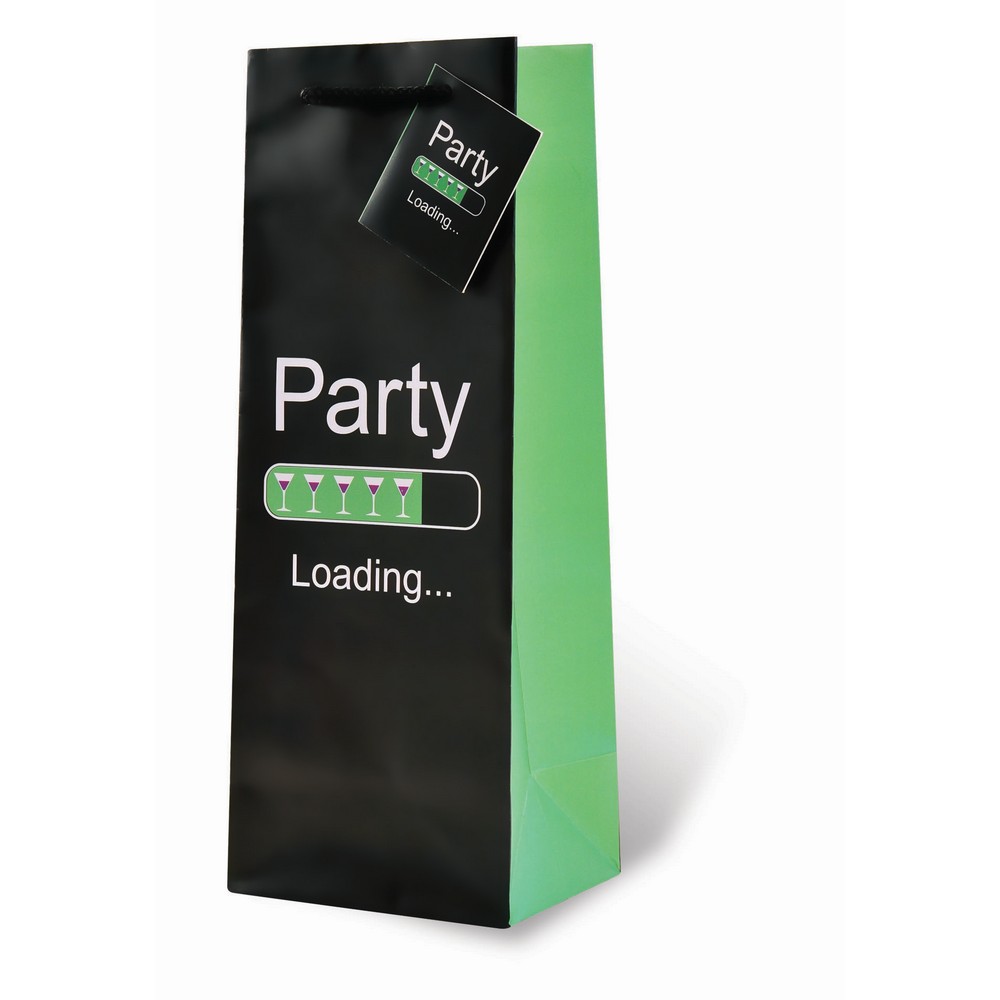 Printed Paper Wine Bottle Bag  - Party Loading