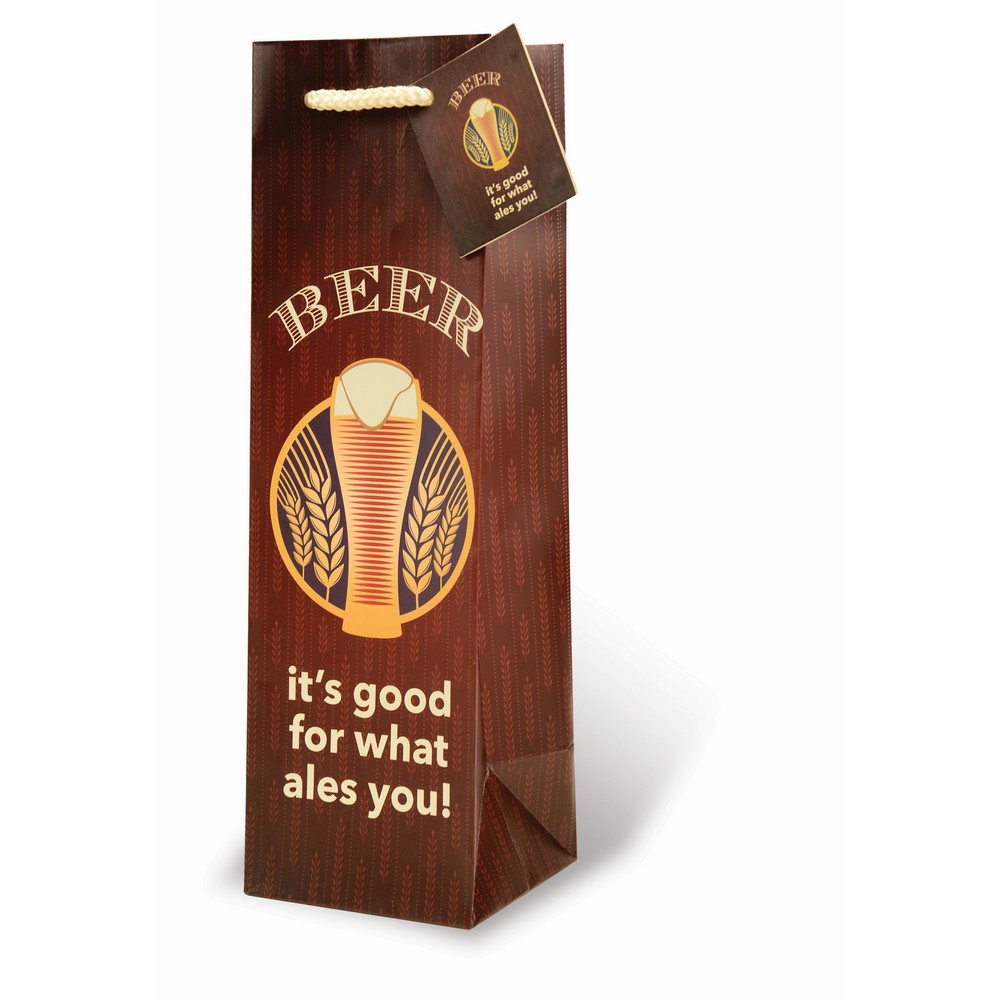 Printed Paper Beer Bottle Bag  - Beer It's Good For You