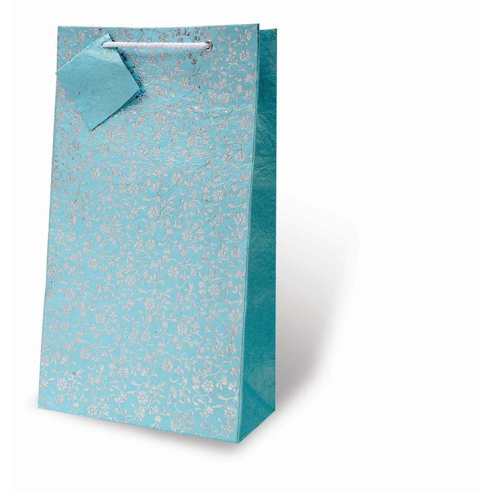 Blue Floral Two Bottle Wine Gift Bag