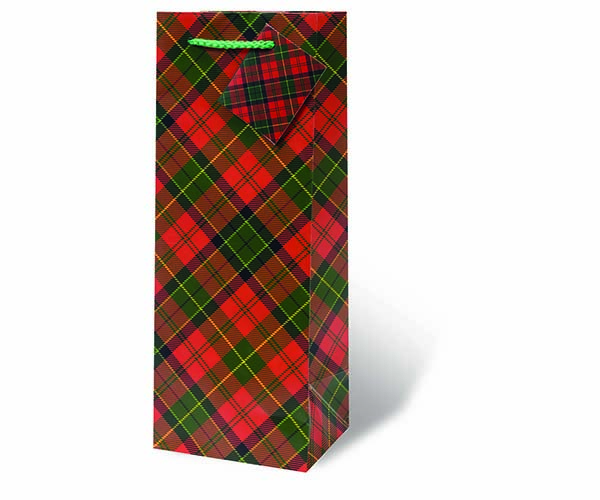 Holiday Tartan Wine Bottle Gift Bag