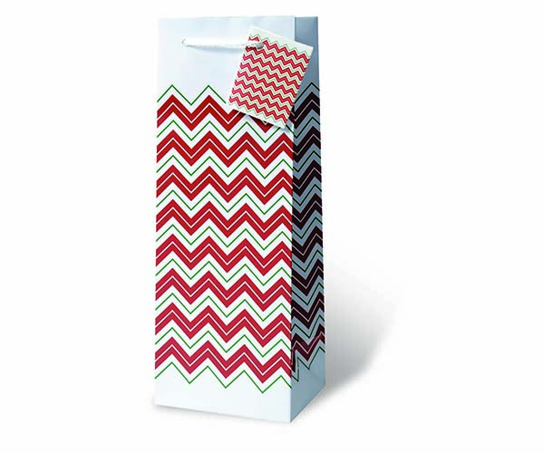 Holiday Chevron Wine Bottle Gift Bag