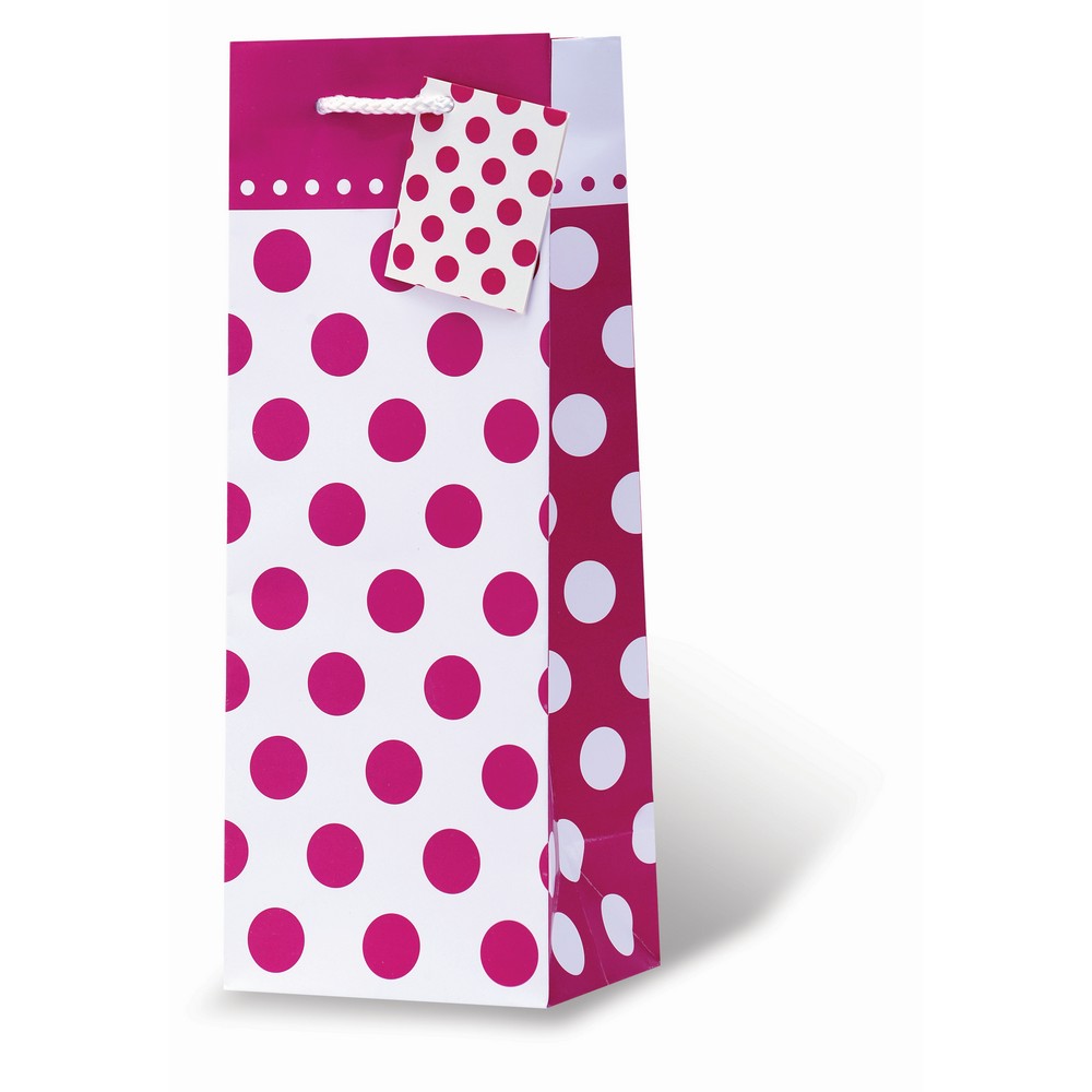 Pink Polka Dots Wine Bottle Gift Bag