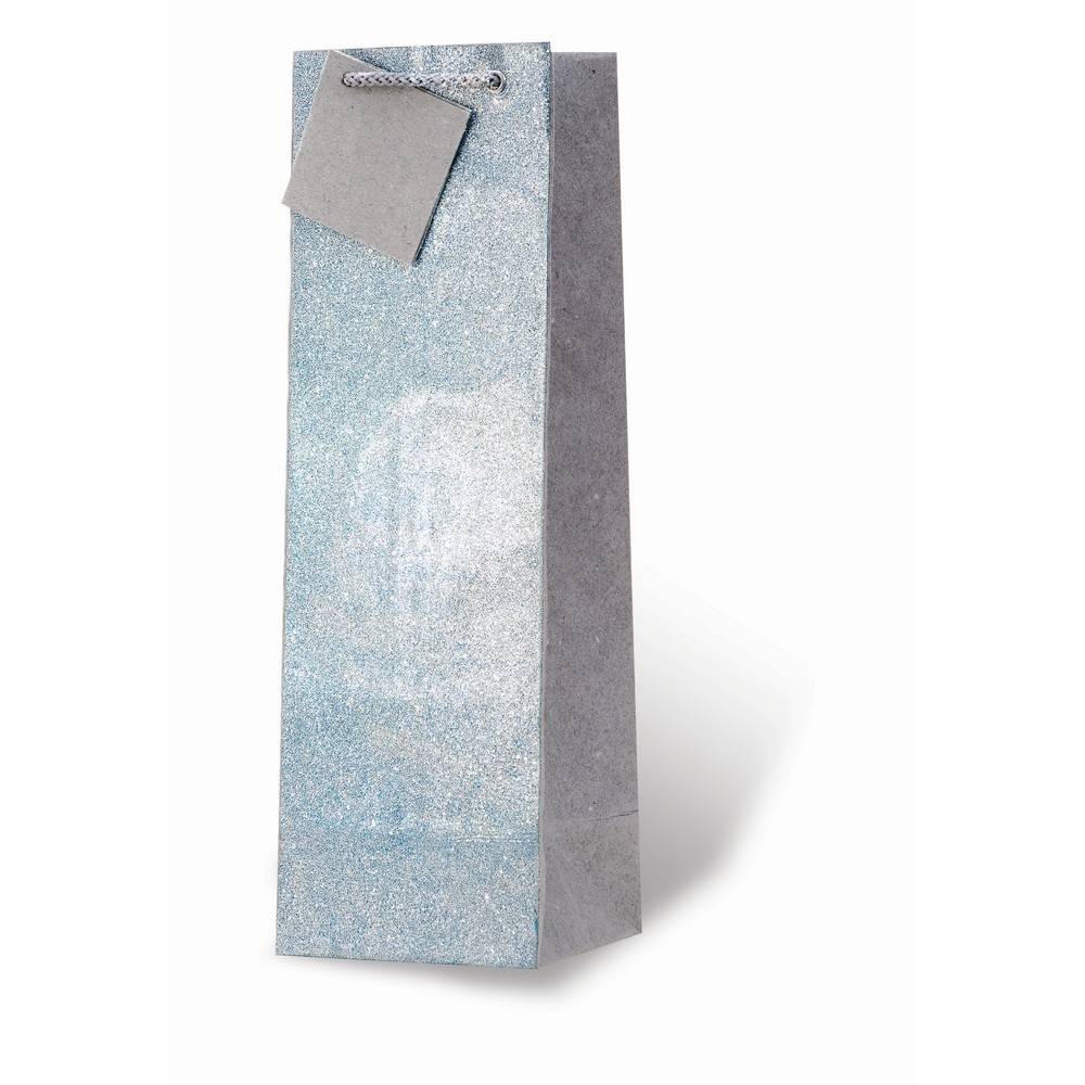 Handmade Silver Glitter Wine Bottle Gift Bag