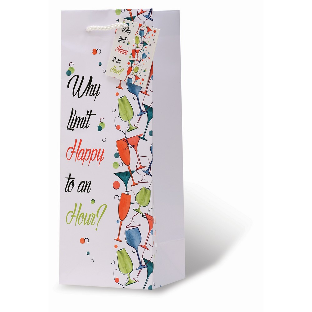 Why Limit Happy to an Hour? Wine Bottle Gift Bag