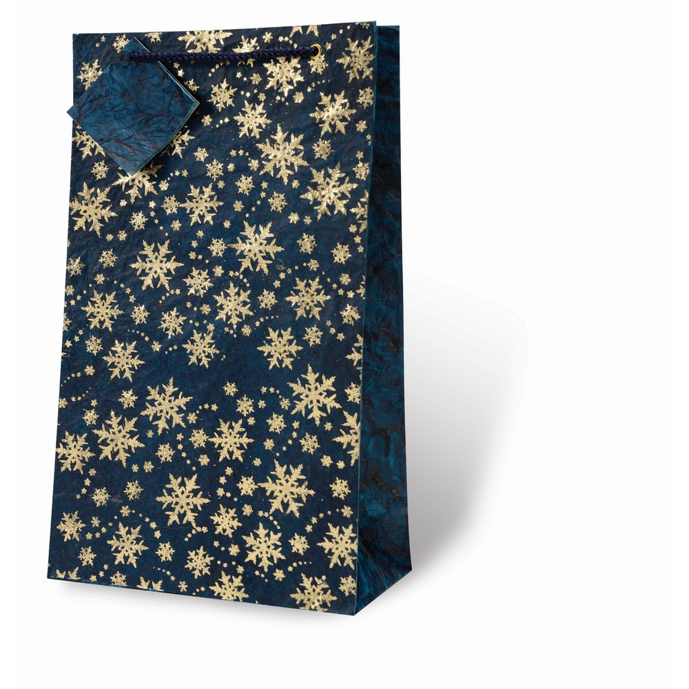 Blue Snowflake Wine Bottle Gift Bag