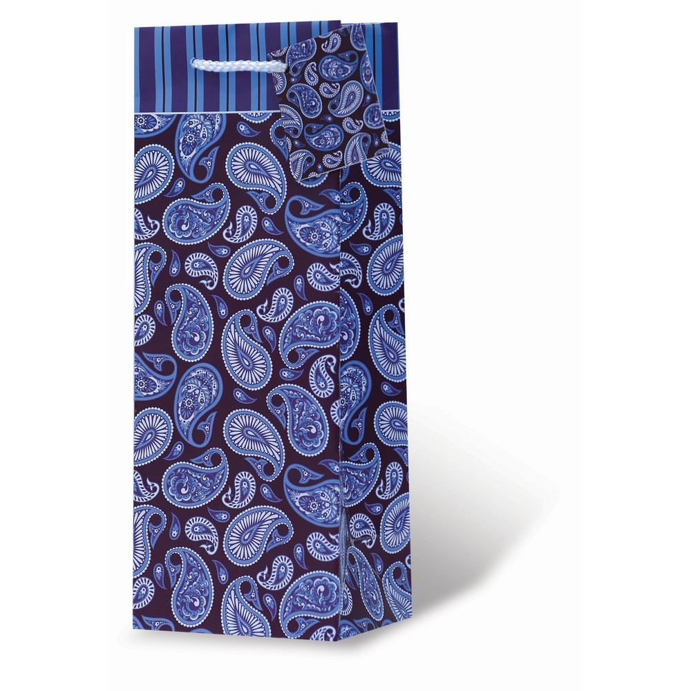 Blue Paisley Wine Bottle Gift Bag