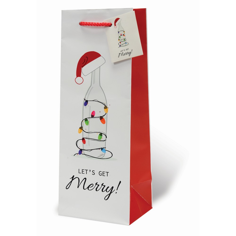 Let's Get Merry Wine Bottle Gift Bag
