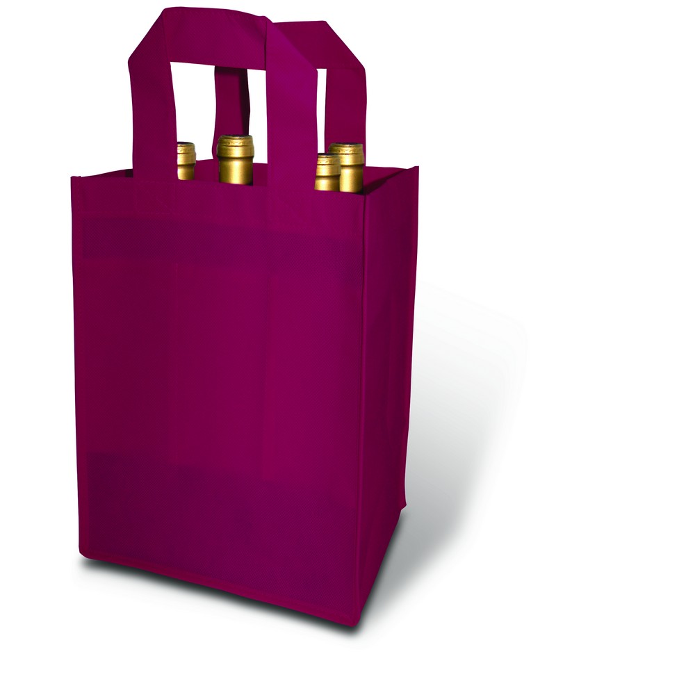 Burgundy 4 Bottle Non-Woven Tote