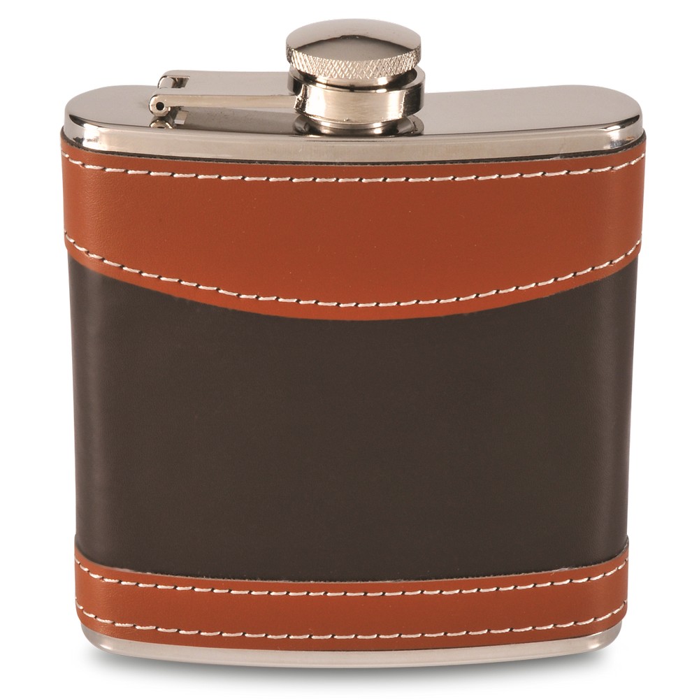 6 oz Mixed Brown Leather Flask