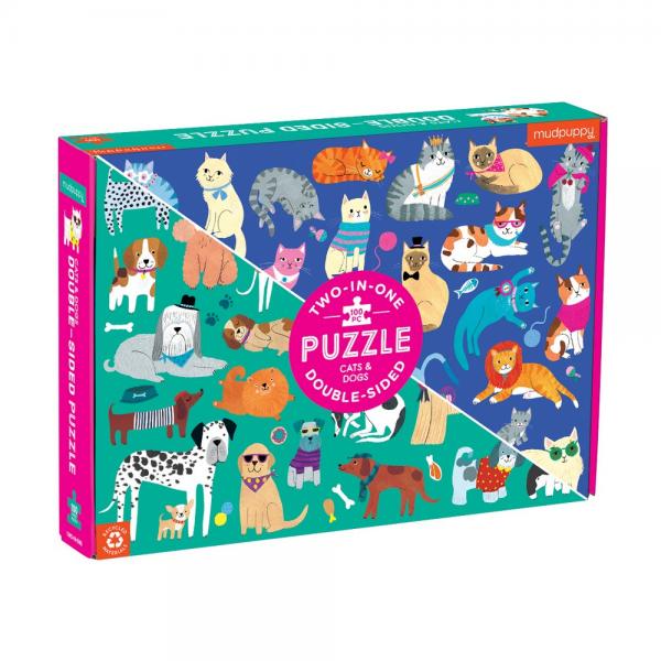 Cats & Dogs 100 Piece Double-Sided Puzzle