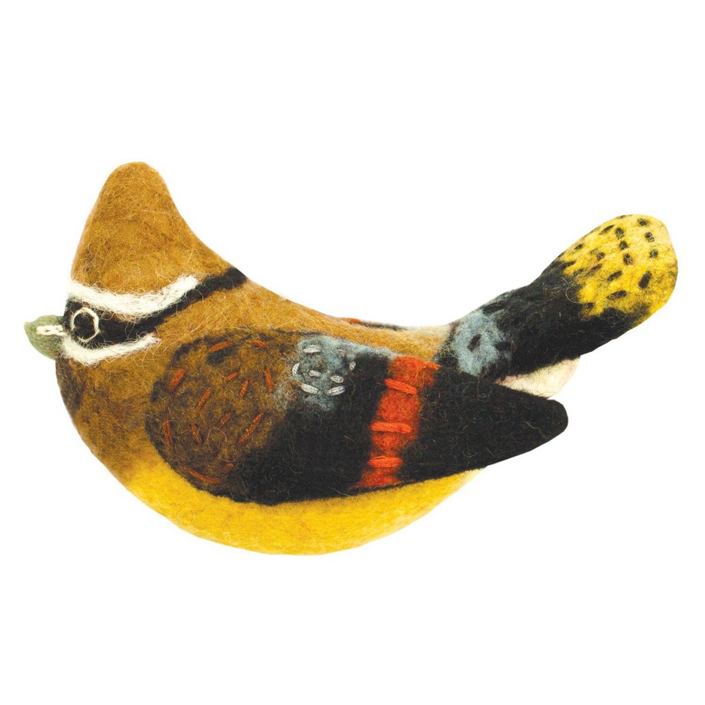 Cedar Waxwing Woolie Ornament