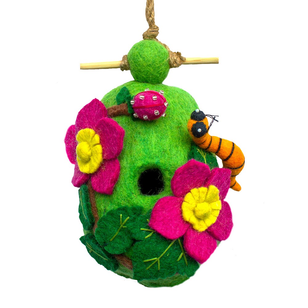 Raspberry Caterpillar Felt Birdhouse