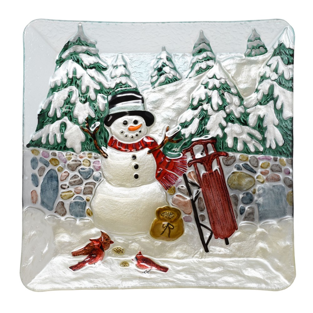 Cobane Stonewall Snowman Glass Platter