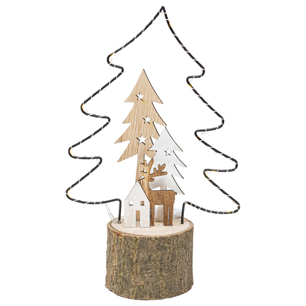 LED Wood and Metal Deer Tree