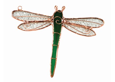 Stained Glass Green Dragonfly Suncatcher