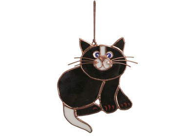 Stained Glass Black Cat Suncatcher