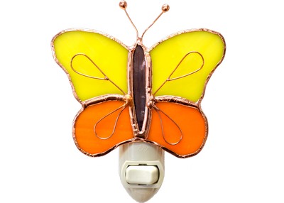 Stained Glass Yellow & Orange Butterfly Nightlight