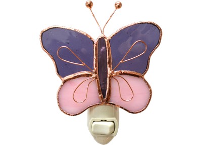 Stained Glass Purple & Pink Butterfly Nightlight
