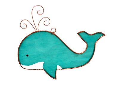 Stained Glass Whimsical Whale Suncatcher