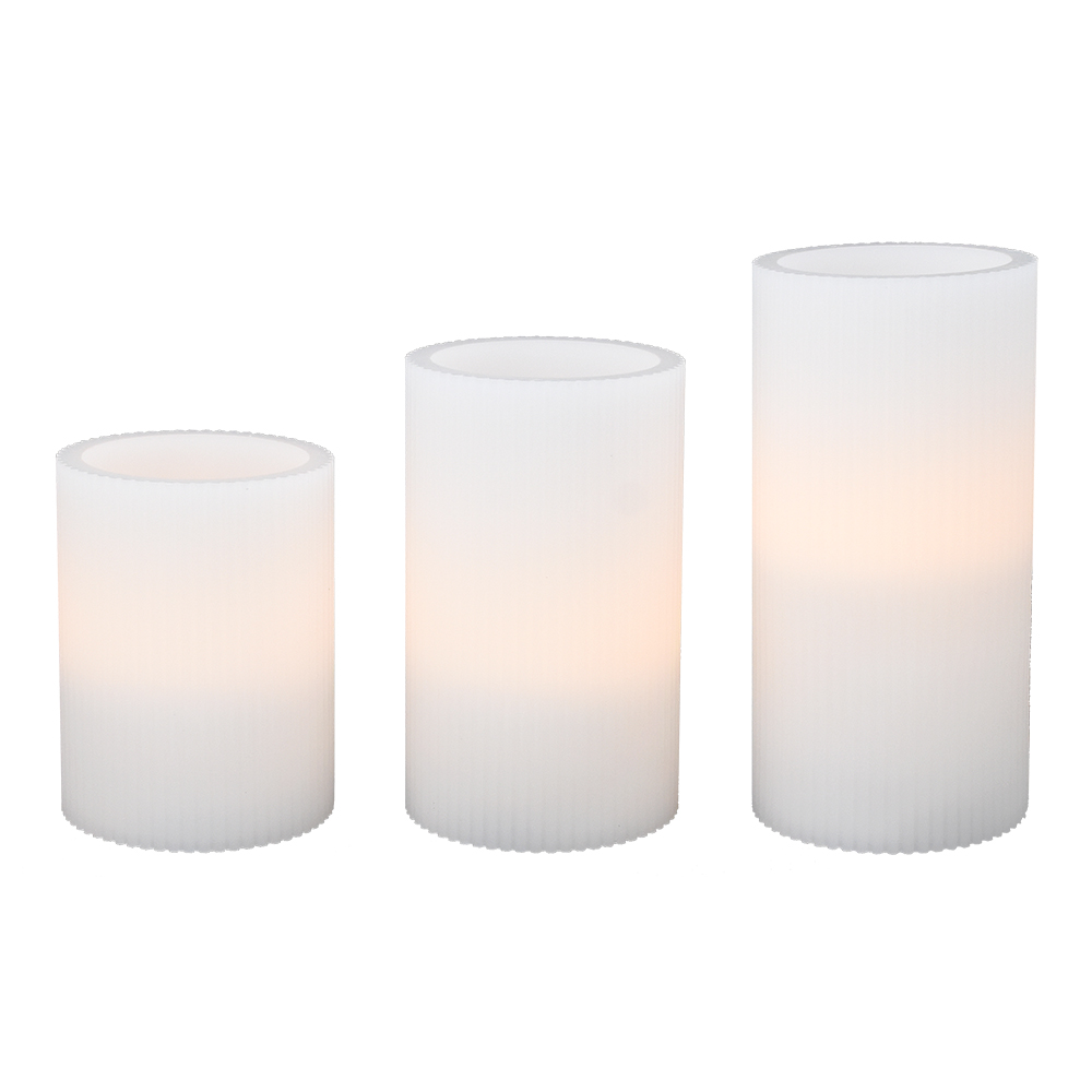 3 Piece Set Ridged LED Candles