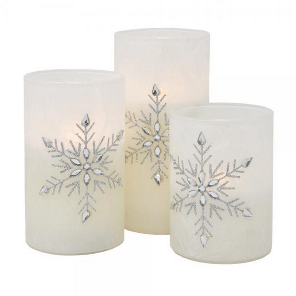 Snowflake LED Pillar Set