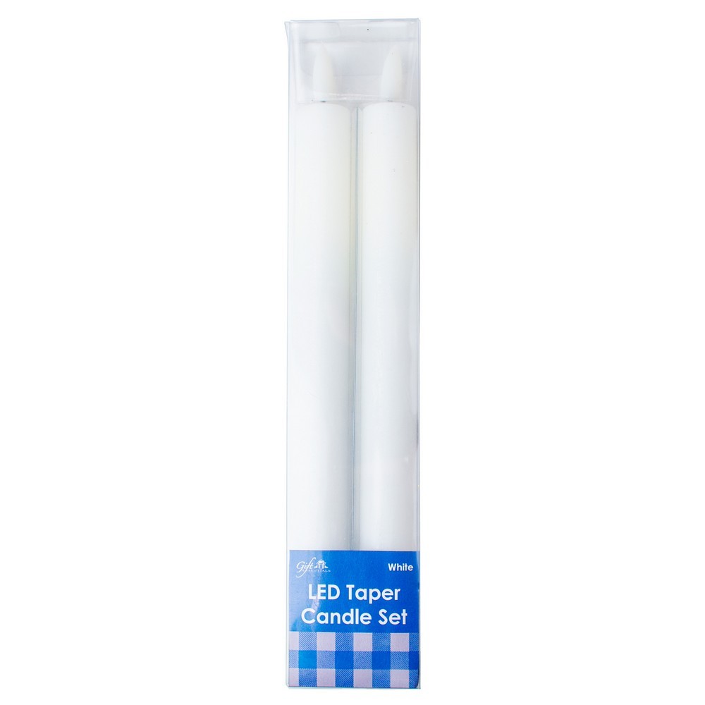Set of 2 LED Warm White Taper Candles