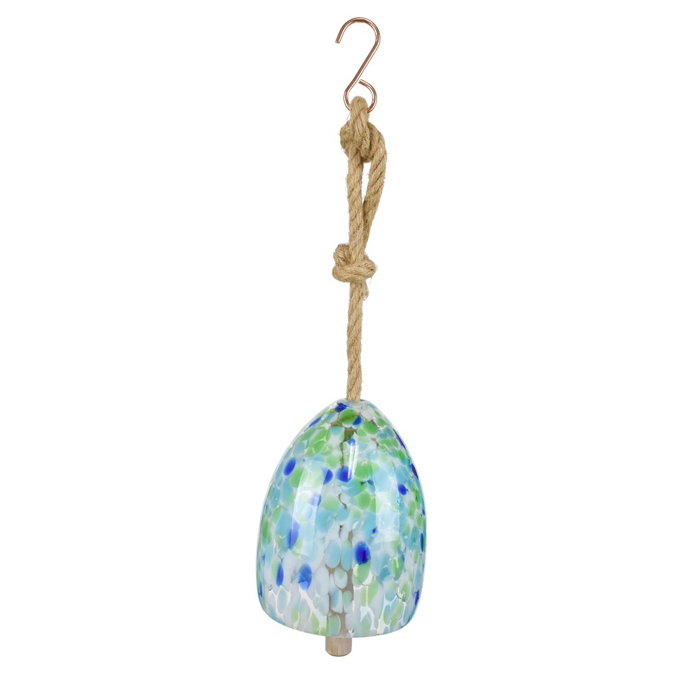 Green and Blue Blown Glass Bell