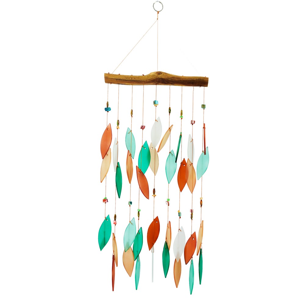 Coral and Teal Beaded Glass Chime
