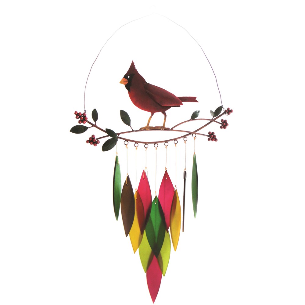 Cardinal on Branch Glass Chime