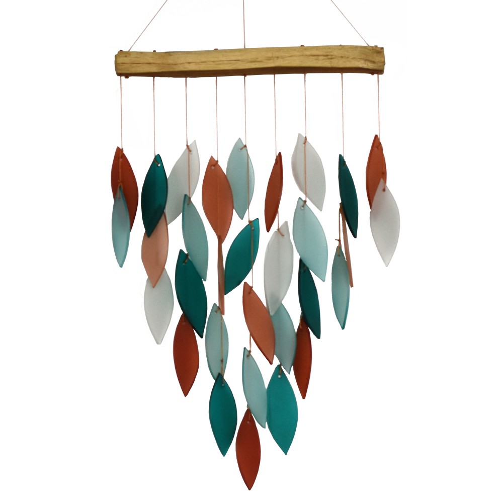 Coral and Teal Waterfall Glass Chime