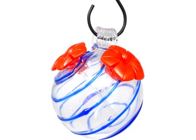 Blue Swirls Glass Hummingbird Feeder