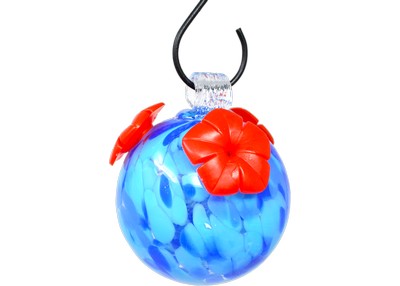 Shades of Blue Glass Hummingbird Feeder