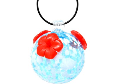 Blue & White Glass Hummingbird Feeder
