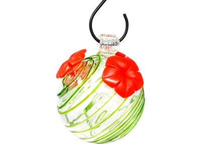 Green Swirl Glass Hummingbird Feeder
